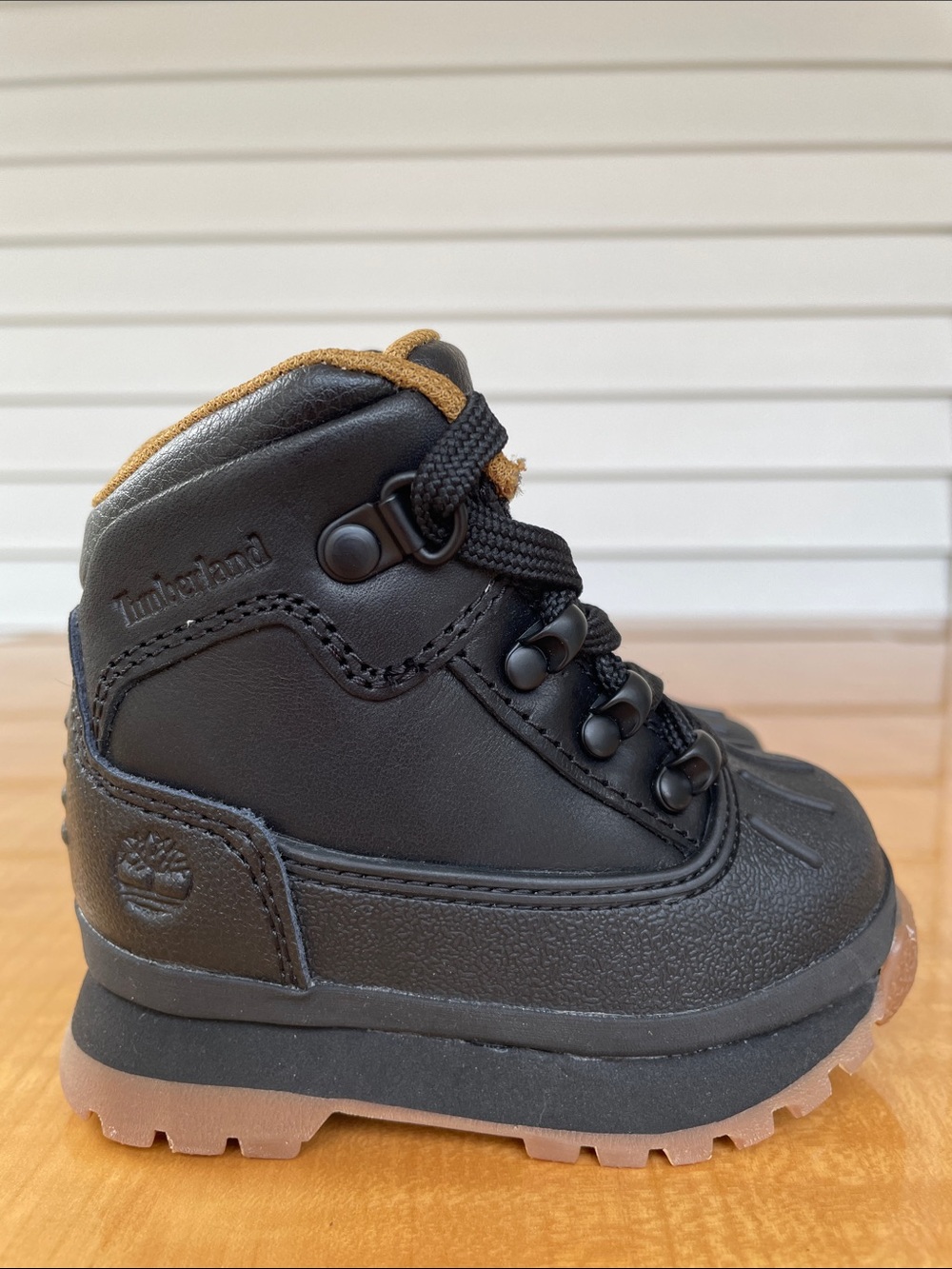 Timberland Baby/Toddler Euro Hiker Shell Toe Boots Black Grain Leather Size 5